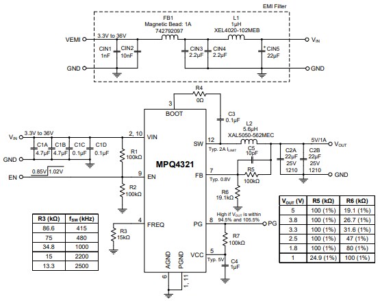 Schematic - Monolithic Power Systems (MPS) EVQ4321-D-00A Evaluation Board